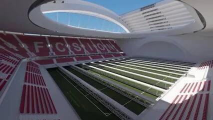 Sion apresenta projeto do Cervin Coluseum, um estádio com montanha-russa, teto retrátil, 80 quartos de hotel e orçamento de 494 milhões de euros para funcionar o ano todo